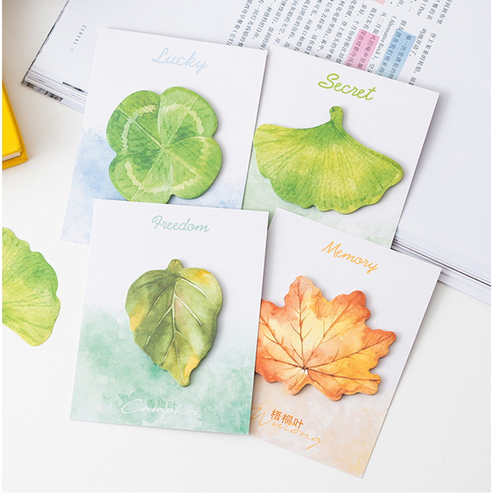 30 Sheets Creative Leaves Sticky Notes Students Memo Planner Message ...