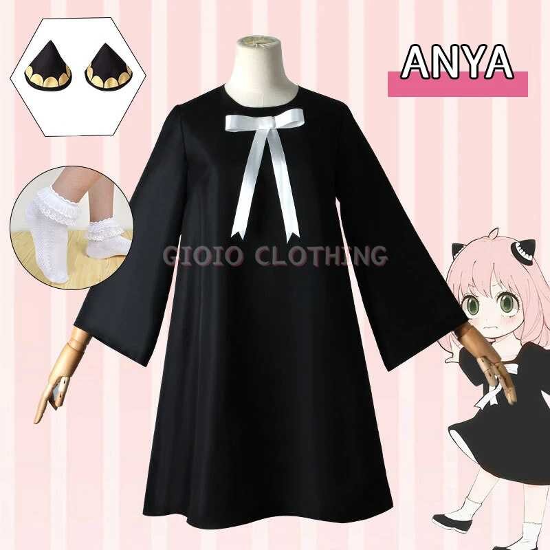 Kids Girls Anya Forger Cosplay Costume White Dress Headband Outfits