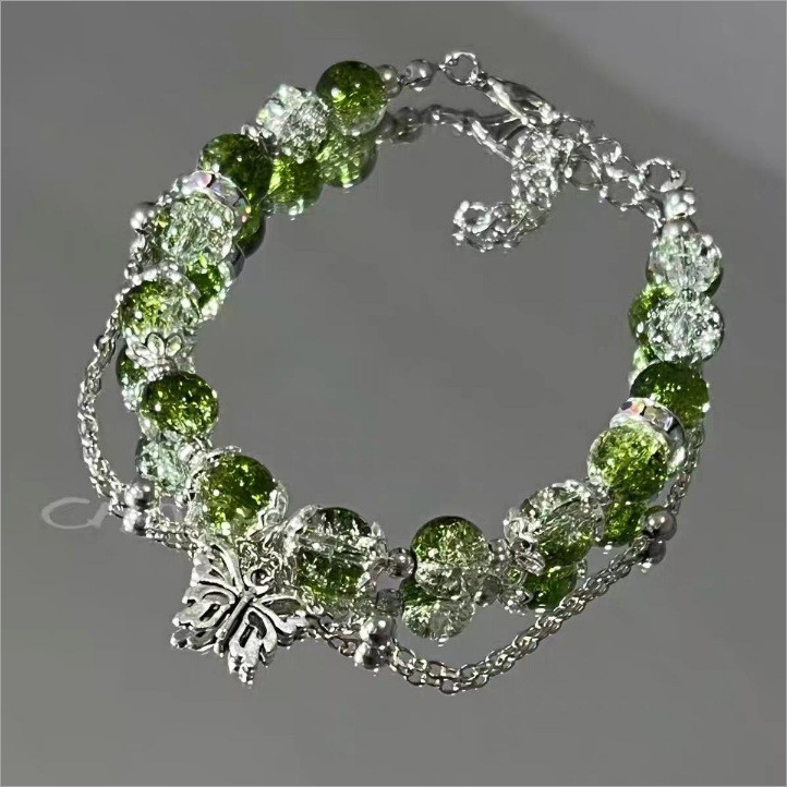 [Flower Language] Ancient Italian Bracelet Pink Green Unique Color