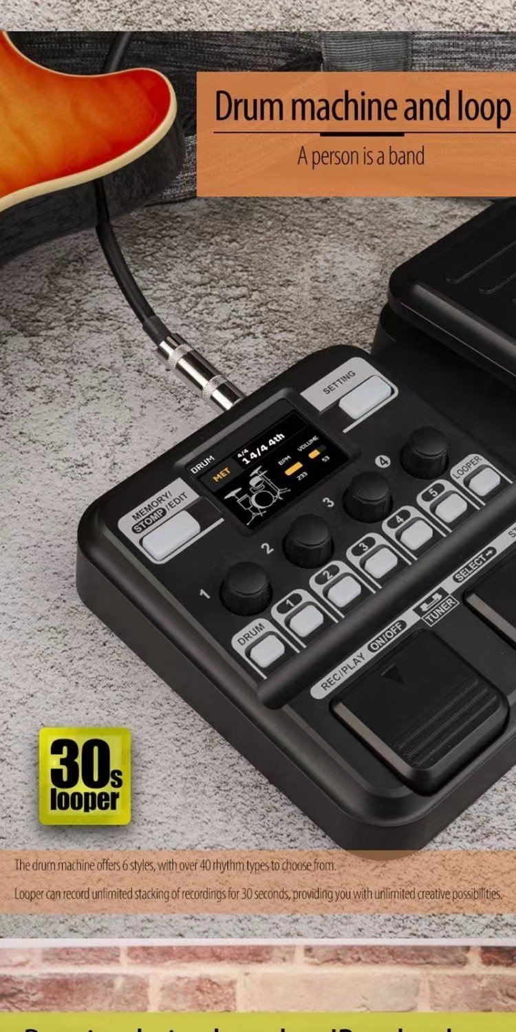 KOKKO KMF1 Guitar MultiEffects Pedal with Expression Pedal, with 59