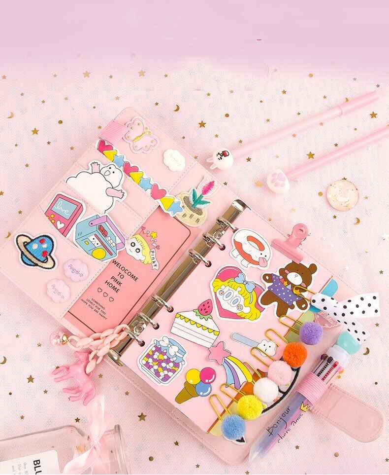 Diary notebook Planner Set Girl's Heart Pink Cute schoolsupplies with ...