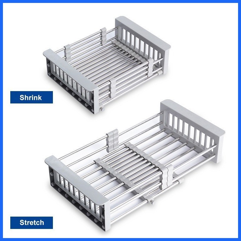 Stainless Steel Expandable Kitchen Sink Organizer Dish Dryer Adjustable ...