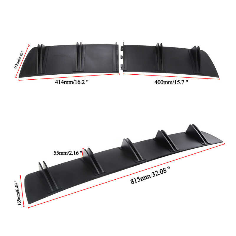 Universal Car Shark Fin Rear Spoiler Two-Stage Diffuser Segmented ...