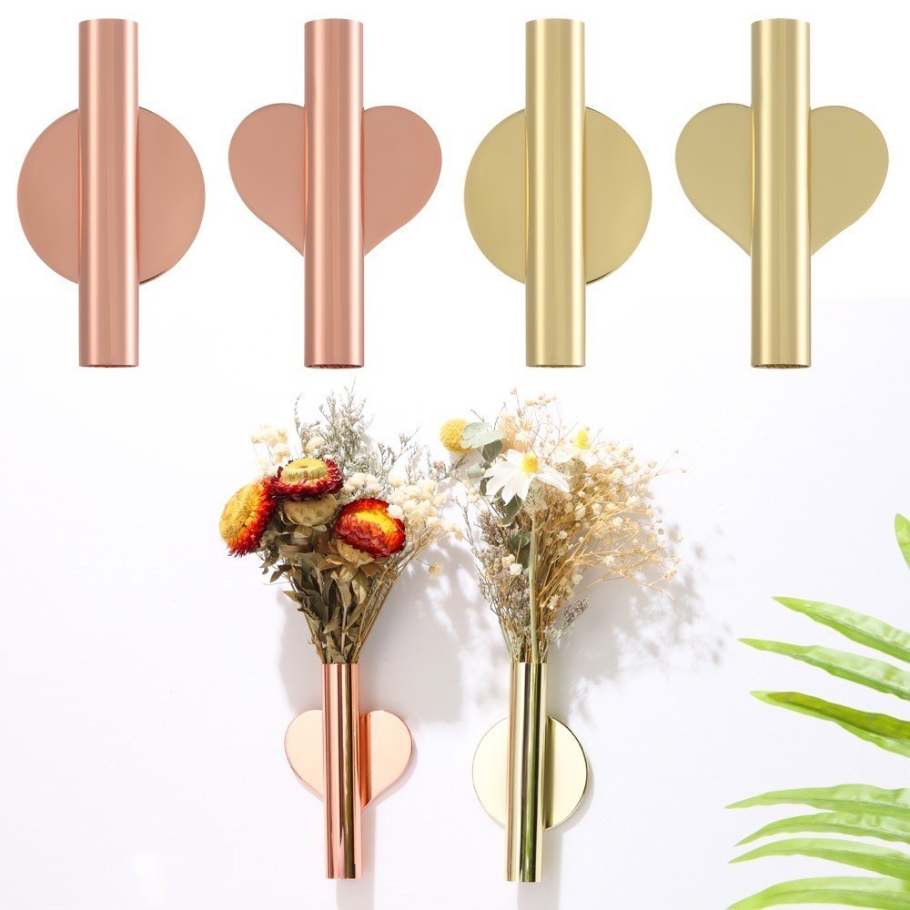 Creative Wall Mounted Flower Tube Nordic Style Non Perforated Flower ...