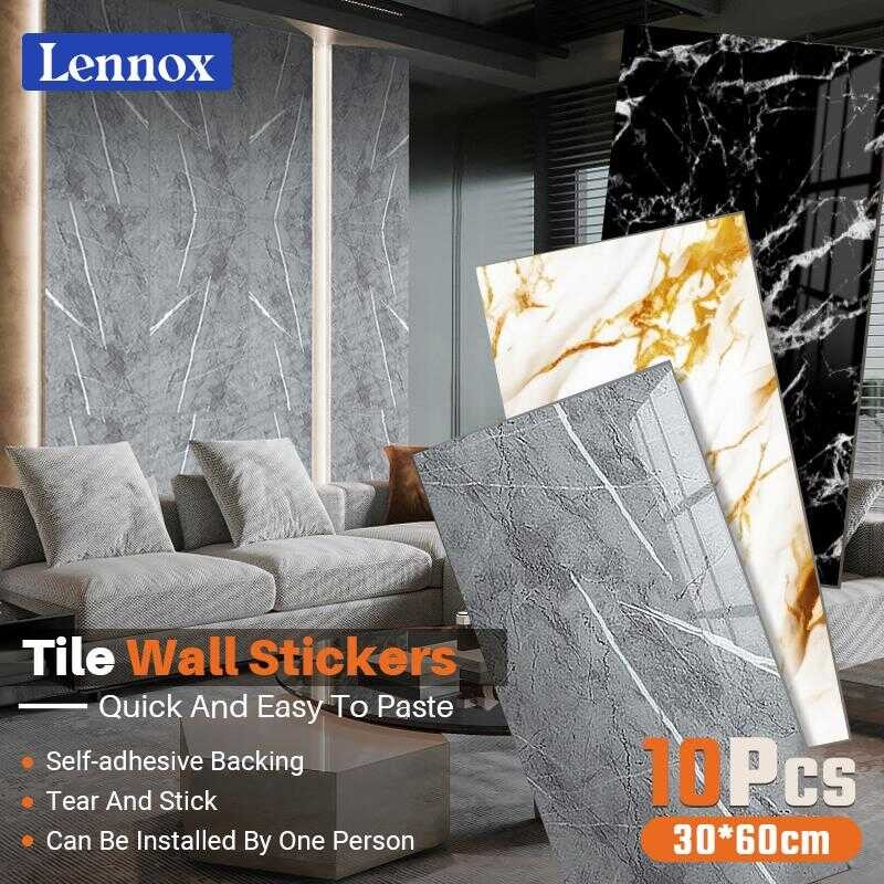 10Pcs Marble Wallpaper 30X60cm Waterproof Self Adhesive Wall Sticker ...