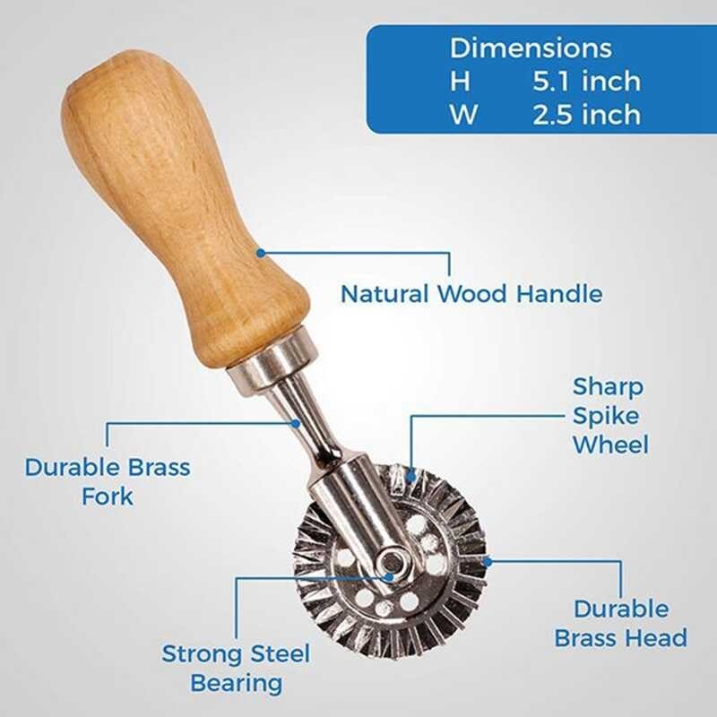 Ravioli Stamp Maker Cutter Roller Wheel Set, Mold Na May Wooden Handle