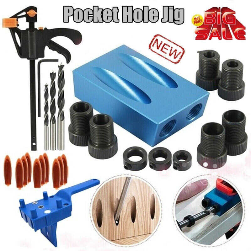 Pocket Hole Screw Jig 15 Degrees Dowel Drill Joinery Kit Carpenters