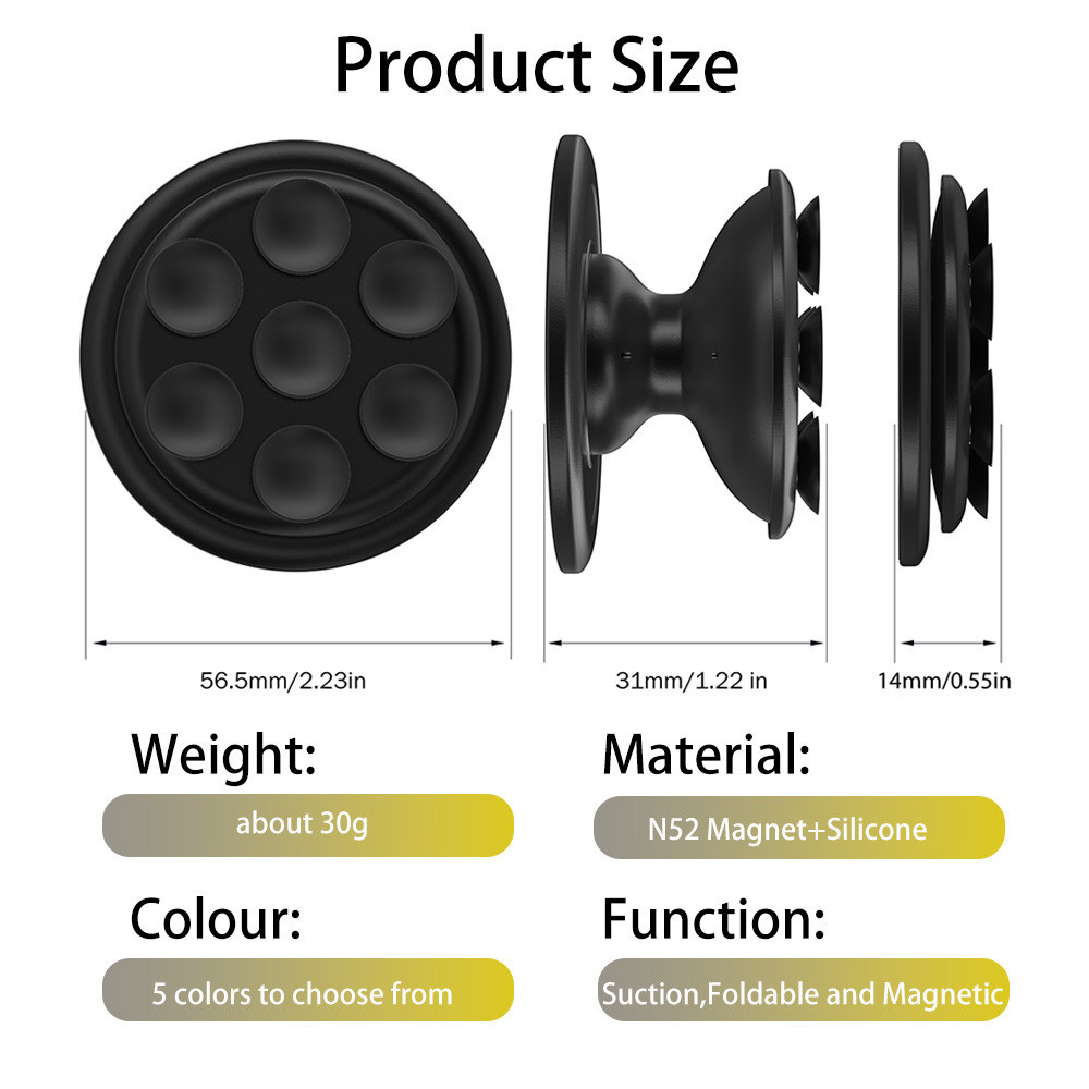 For Magsafe Suction Cup Wall Mount Stand Magnetic Silicone Gym Phone ...