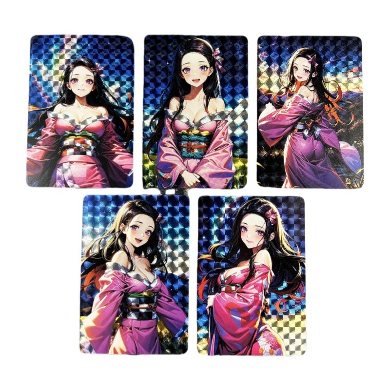 5 Sheets Flash Card Kamado Nezuko Demon Slayer Anime Girl Diy