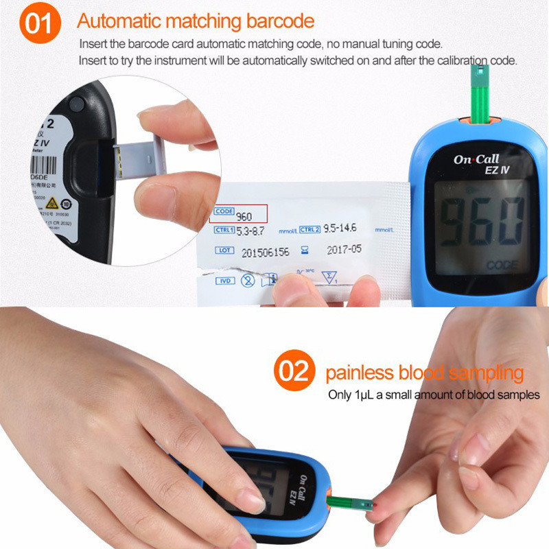 On Call EZ IV Glucose Medical Meter Kit With Strips & Lancets Needles