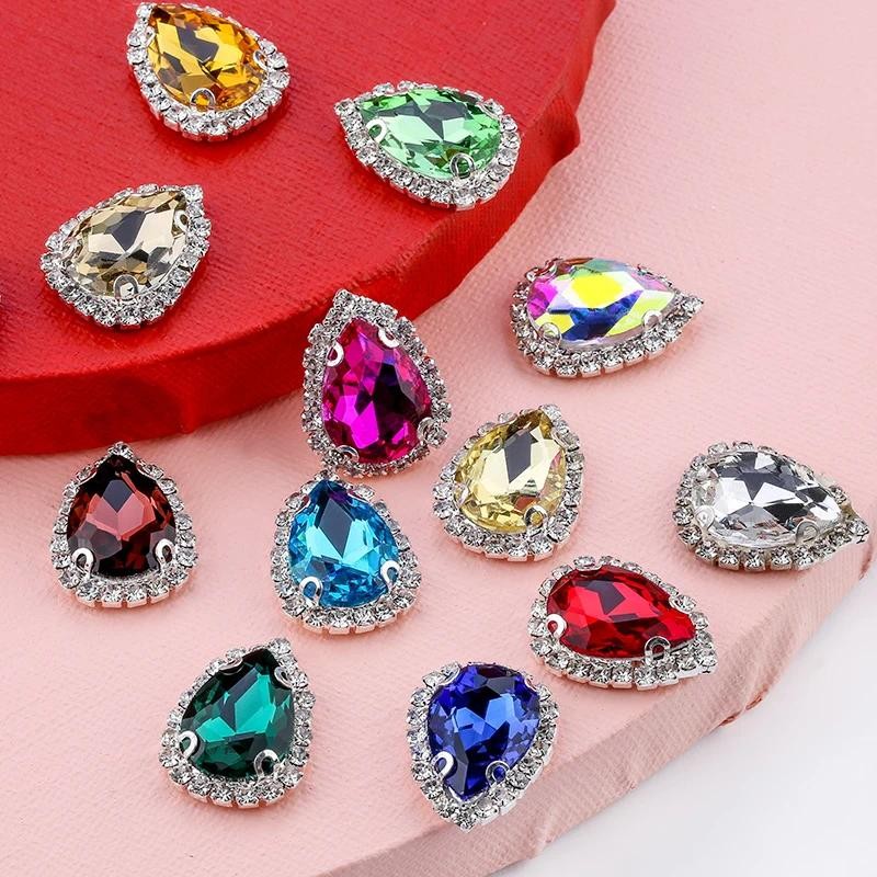 50% OFF!10pcs DR Shape Colorful Rhinestones Faltback Crystal Glass ...