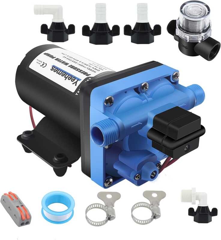 Upgrade 2.0 12V RV Water Pump – 5.0 GPM 45 PSI Ultra...