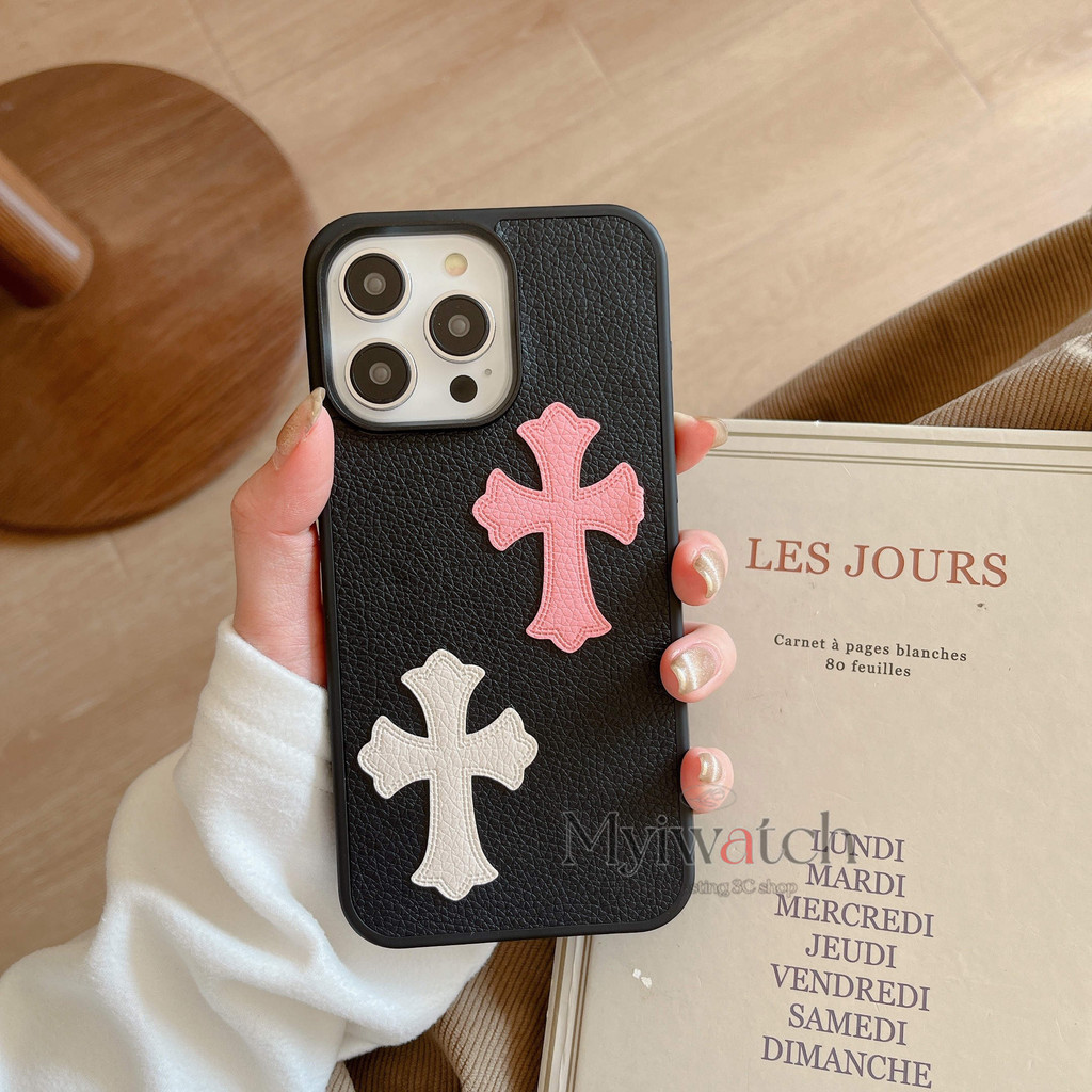 3D trendy blocking cross leather case For iPhone 16 15 14 13 12 11 Pro
