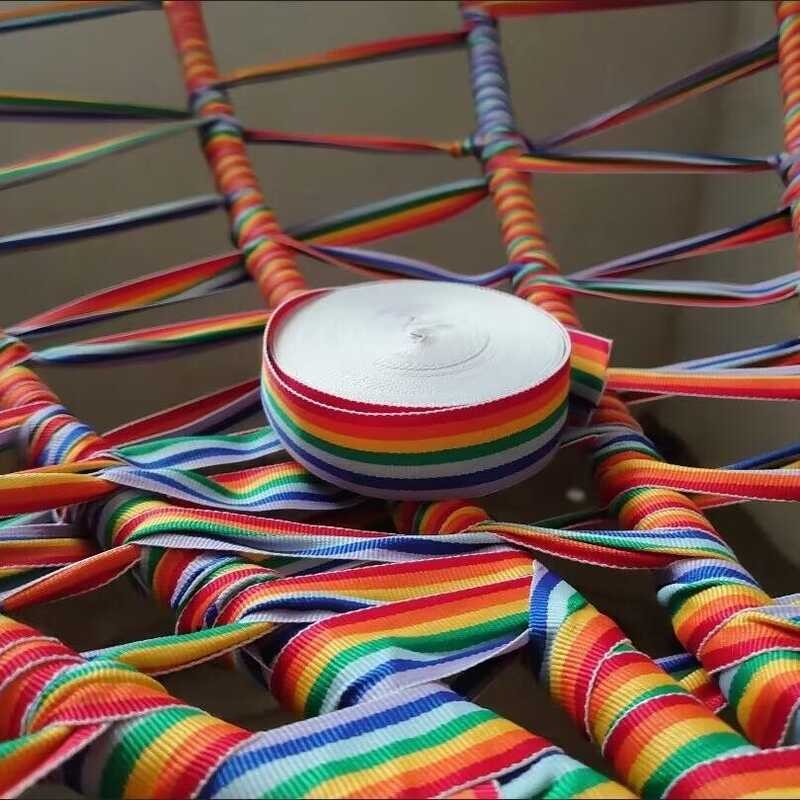 Colorful Climbing Frame Webbing Rainbow Braided DIY Maza Cradle ...
