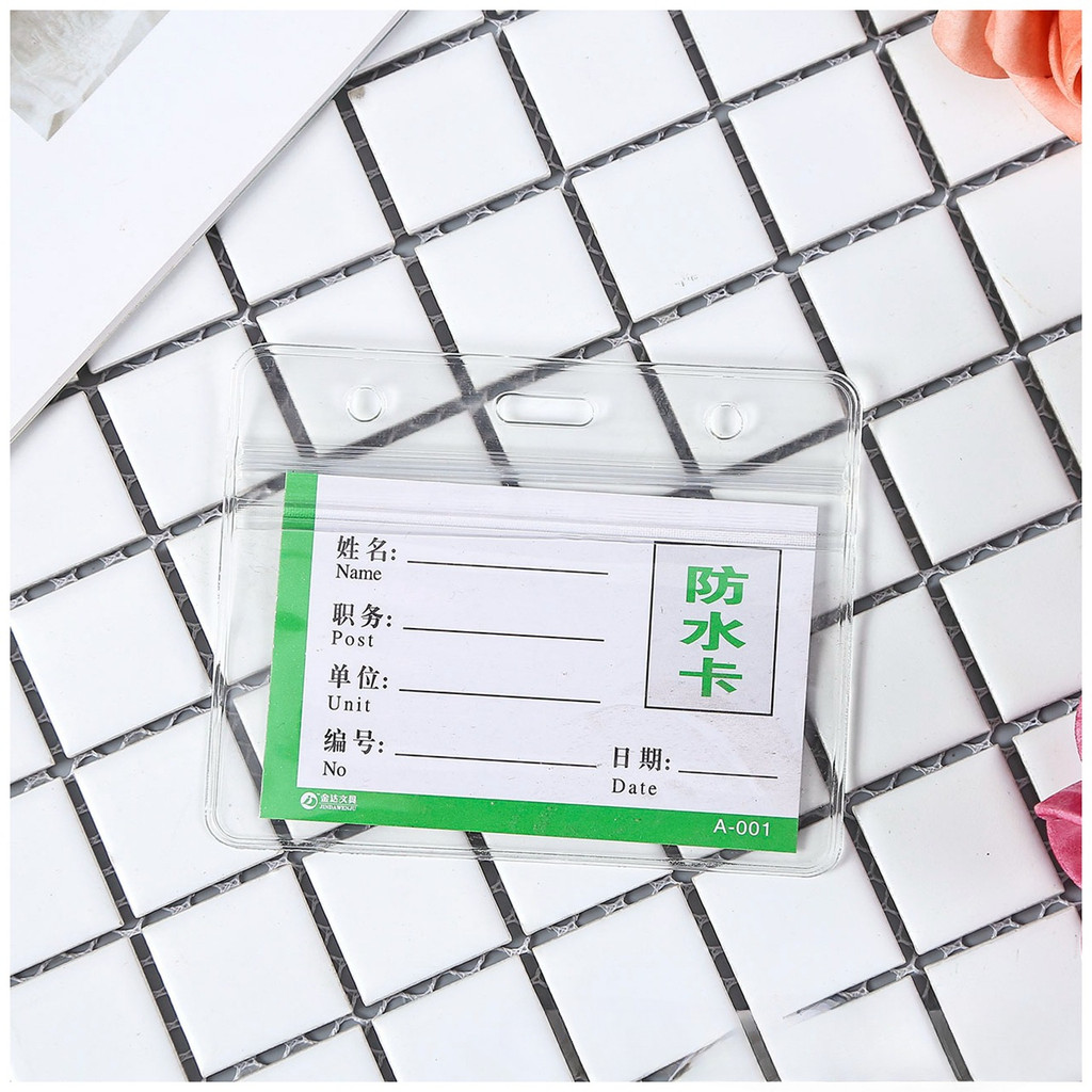 Plastic Card Cover Transparent Badge Set Waterproof Student Certificate ...