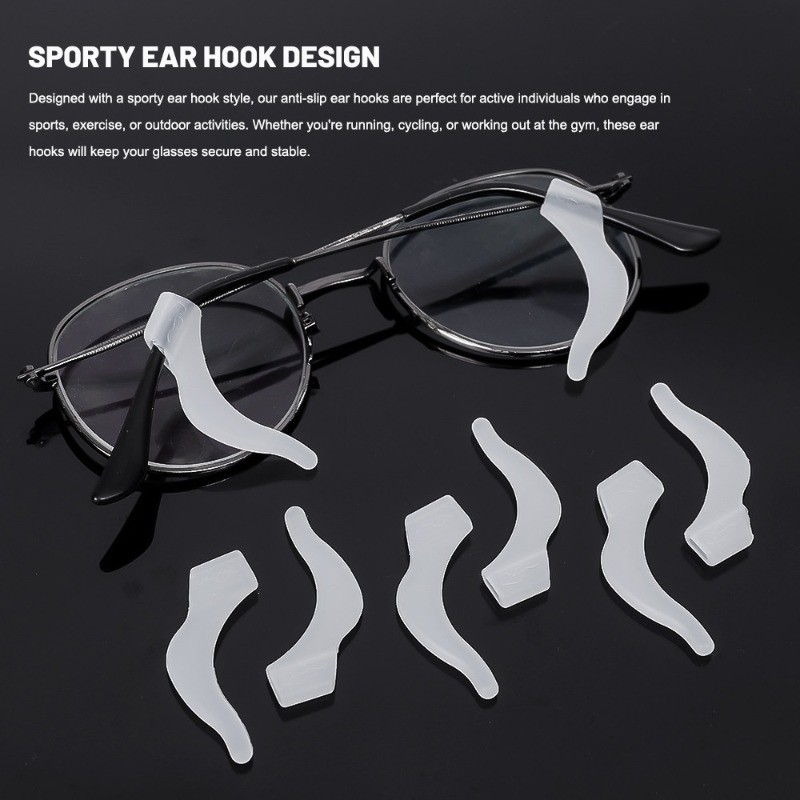 Anti-slip Soft Silicone Glasses Frame Ear Grip Eyeglasses Leg Ear Hooks ...
