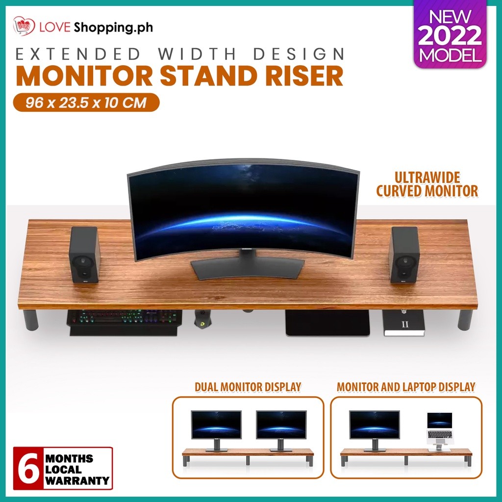 Universal Monitor Stand Riser Extended Width Monitor Riser Laptop Stand ...