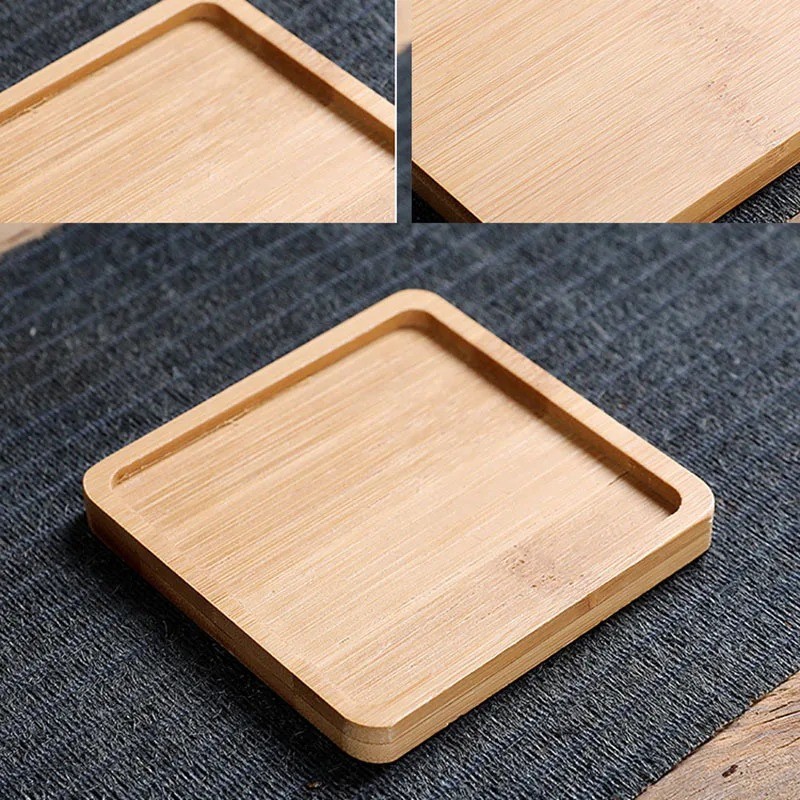 10*10cm Wooden Coaster Anti-slip Square Round Thick Quality Coaster ...