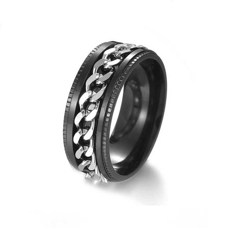 Embossed Titanium Steel Rotating Chain Men's Ring Fashion Ring ...