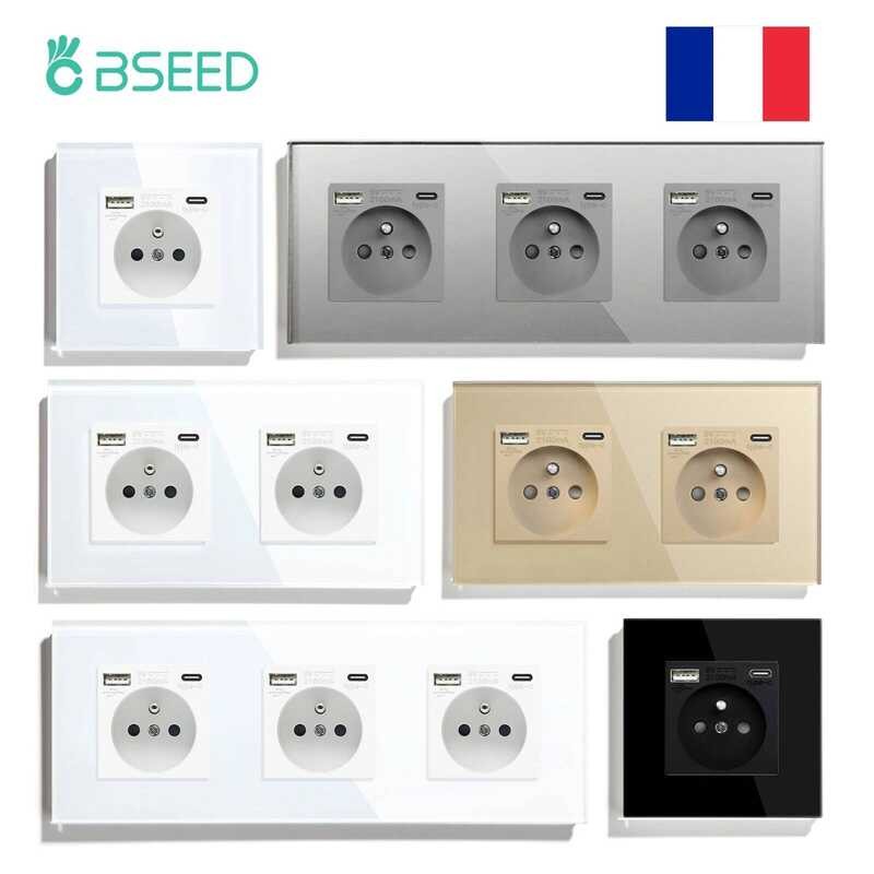 Xj BSEED French Sockets Power Single Socket 16A USB Type-C Phone Charge ...