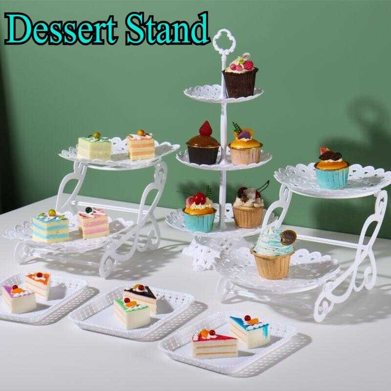 Tray Three-Tier Birthday Cake Candy Stand Fruit Plate Dessert Display ...