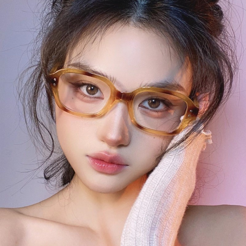We Flower Vintage Brown Narrow Rectangle Frame Eyeglasses for Women Men ...