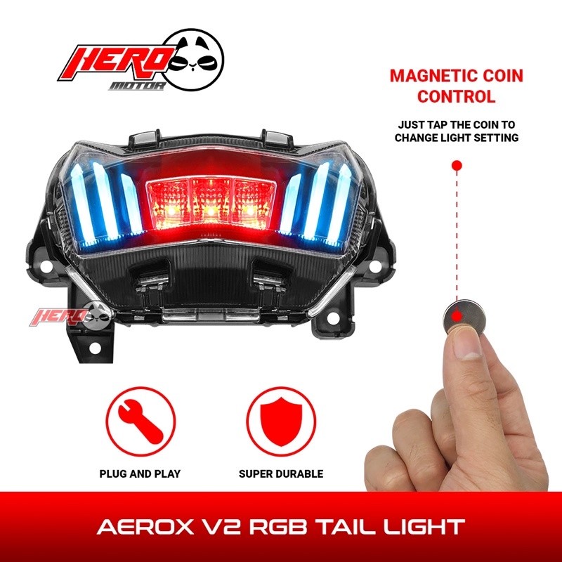 ♟ ♈ ♞Aerox V2 Tail Light RGB Color Adjustable LED Light Plug And Play