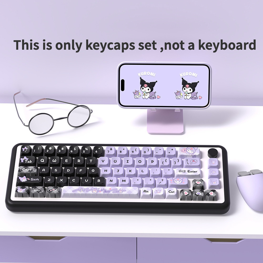 Kuromi Cute Pass Black Pink Purple Keycaps MDA Height Alice Alice 80 ...