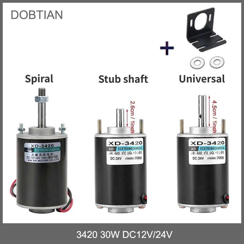 XD-3420 30W Permanentmagnet-Gleichstrommotor – 12/24V, 3500/7000 RPM, CW/CCW, Für DIY-Projekte & Maschinen