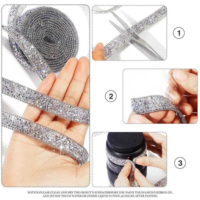Ducrystal Self-adhesive Resin Rhinestone Trim Glitter Crystal Ribbon ...