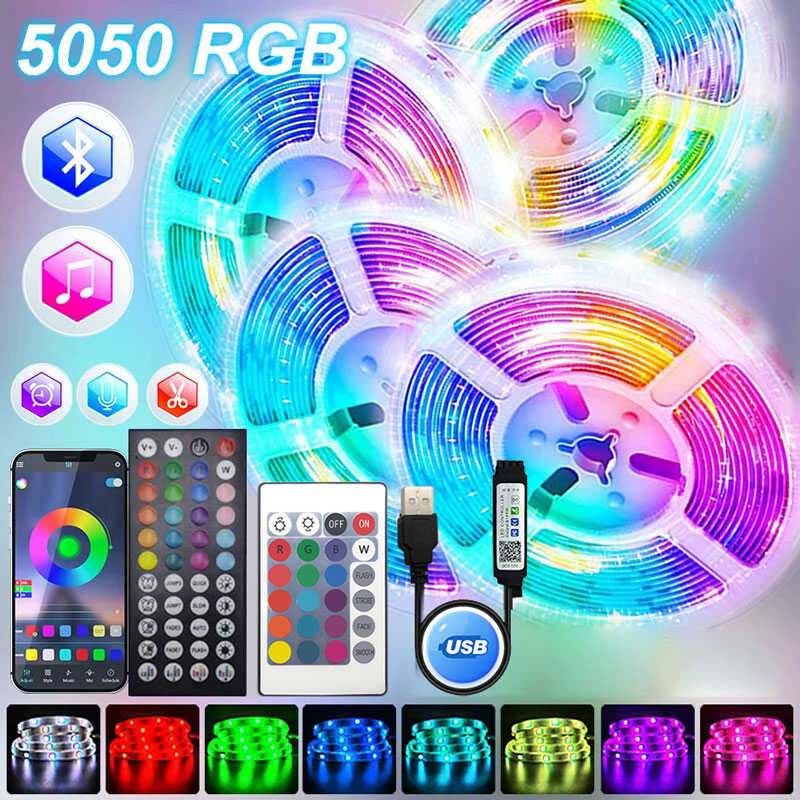 1-30M Smart Led Strip Light Rgb Usb 5V Flexible Lamp Tape 5050 Diode ...