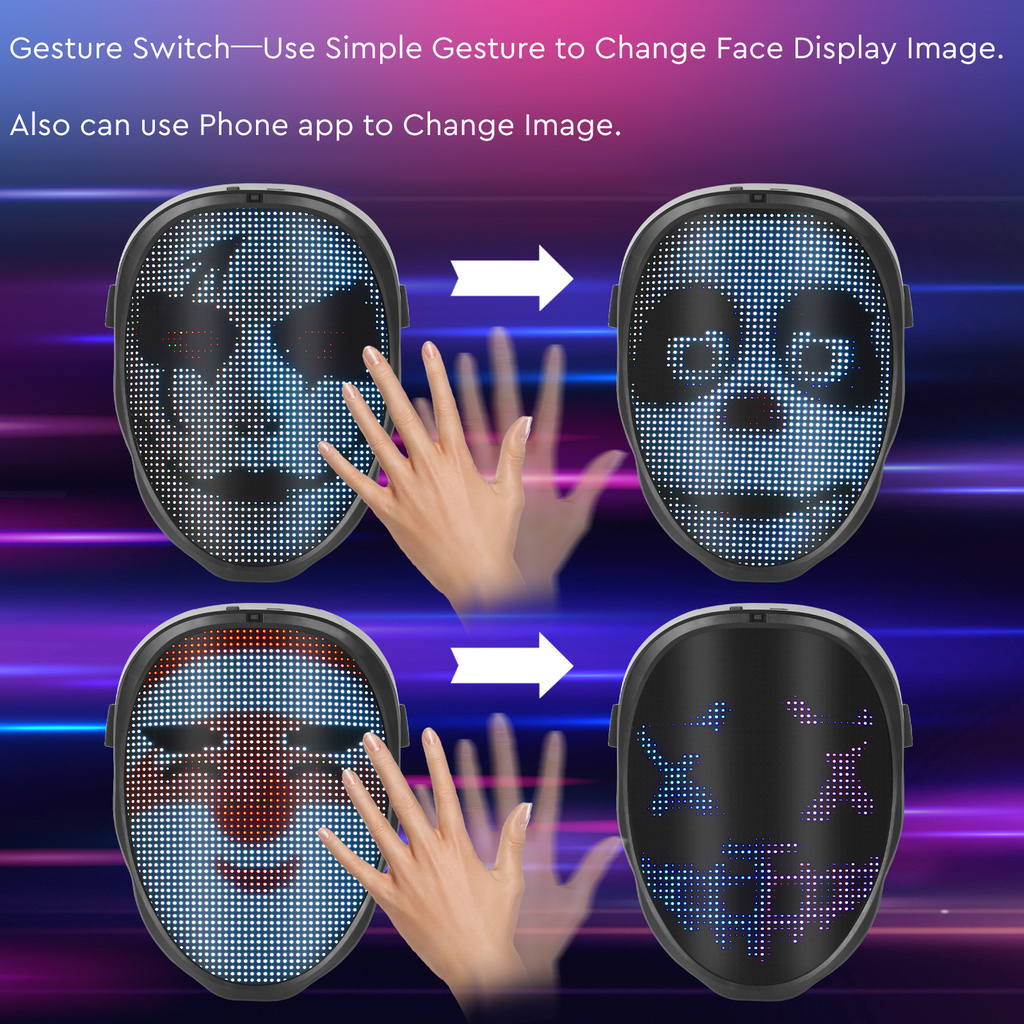 Boywithuke Led Face Changing Mask With Bluetooth Controlled APP For ...