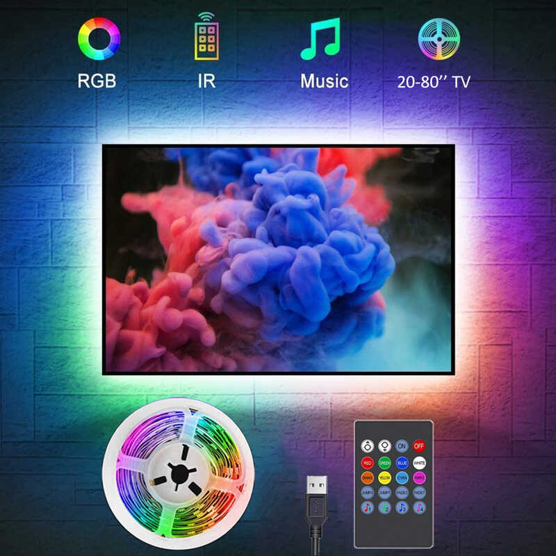 LED Strip Light with Remote Control, backlight, Music Sync RGB 5050