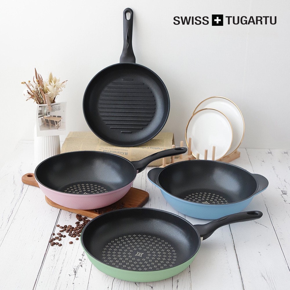 SWISS TUGARTU Diamond coating Pan Wok Two hand Wok 28cm Made in korea ...