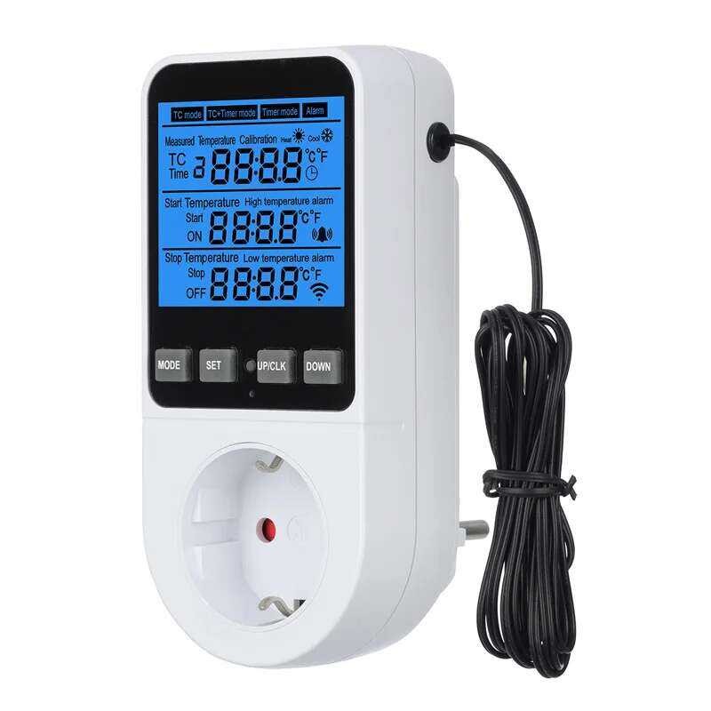 Digital Temperature Controller Socket Thermostat EU Plug 220V With ...