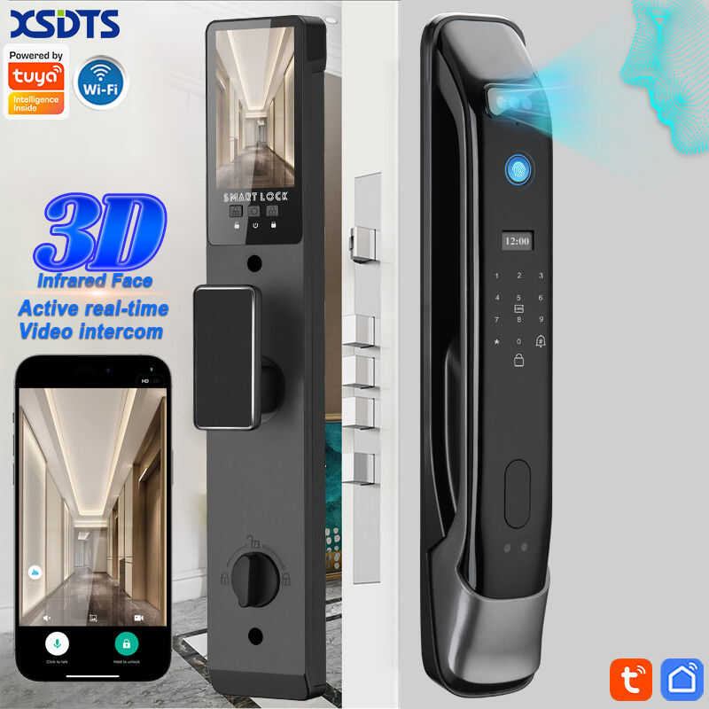Tuya WIFI 3D Face Recognition Smart Digital Door Lock Intercom ...