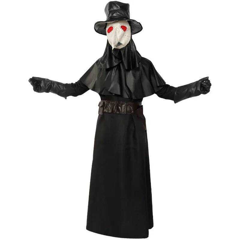 Xj Halloween Medieval Hooded Robe Plague Doctor Costume Hat For Men ...