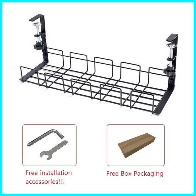 Under Table Storage Rack Cable Tray Desk Cabel Management Socket Holder ...