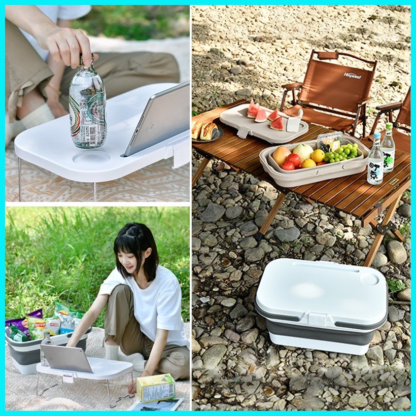 OFNATURE Foldable Picnic Basket Multi-Function Food Tray Table For ...