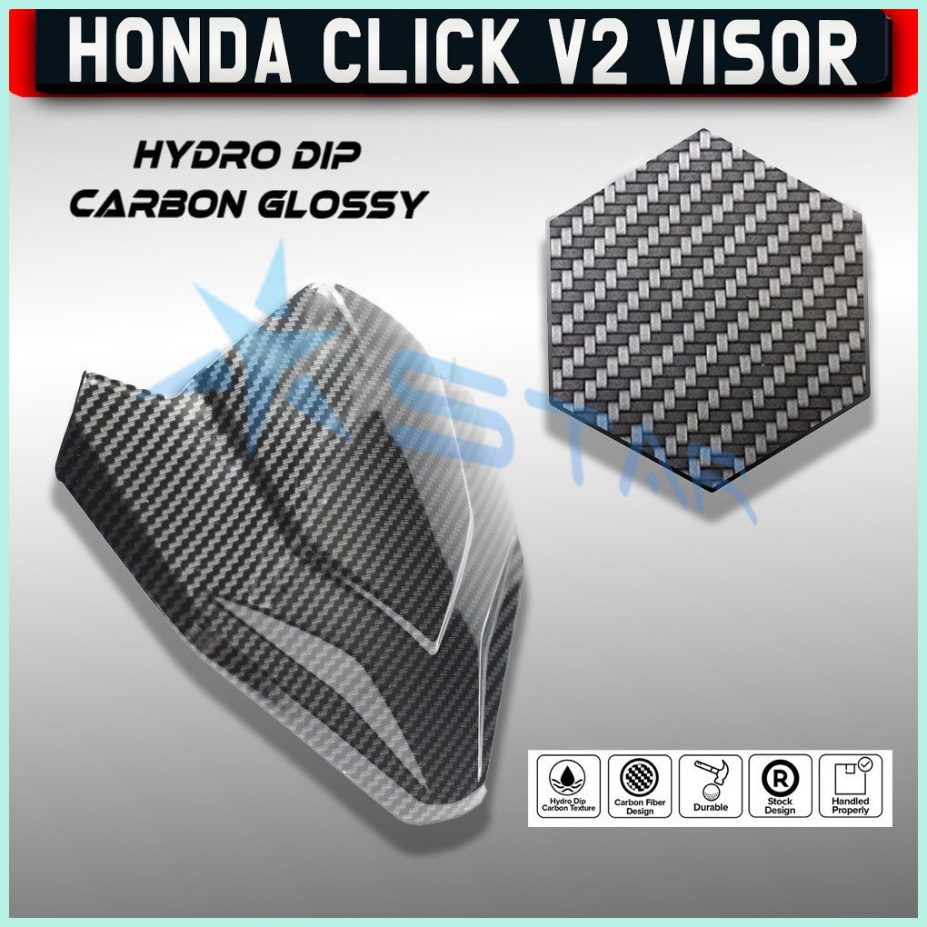 Honda Click V2 Visor Carbon/Matte Hydro Dip Carbon For Click 125i/150i ...