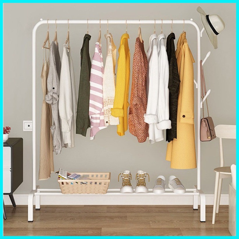 CHIT Metal Clothes Rack With Hook Balcony Stand Drying Rack Bedroom ...