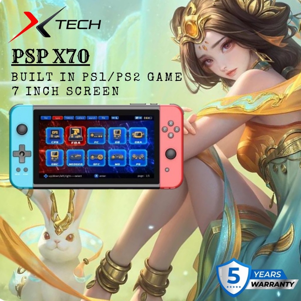 PSP X70 Handheld Game console 7 inch HD Screen Retro Game Support Two ...