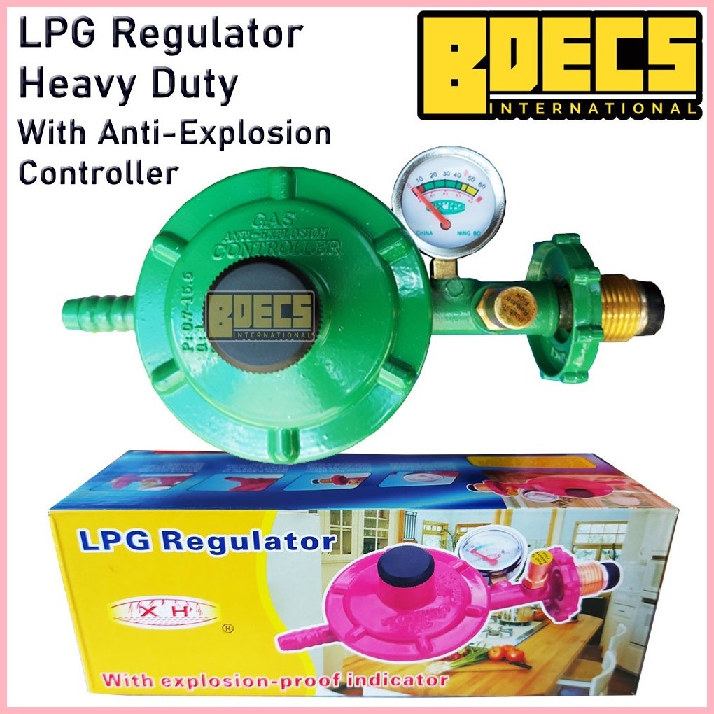 LPG Regulator with gauge and safety device Push Button controller Heavy ...