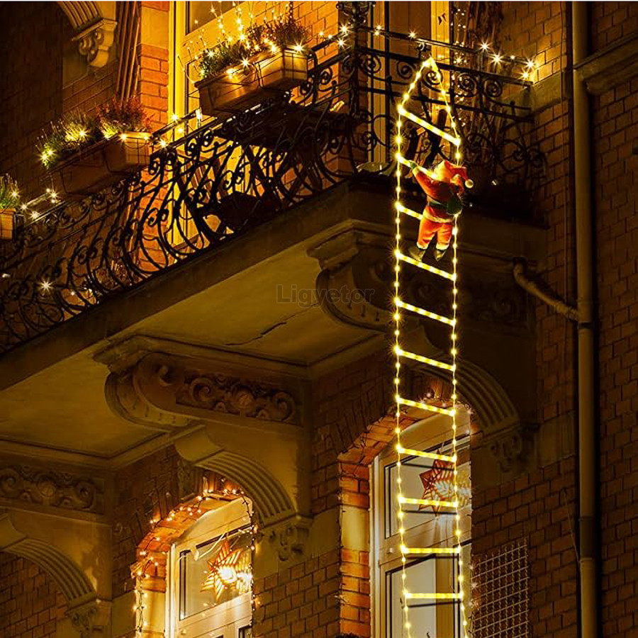 Ligyetor LED Santa Claus Climbing Ladder Light Christmas Decorations ...