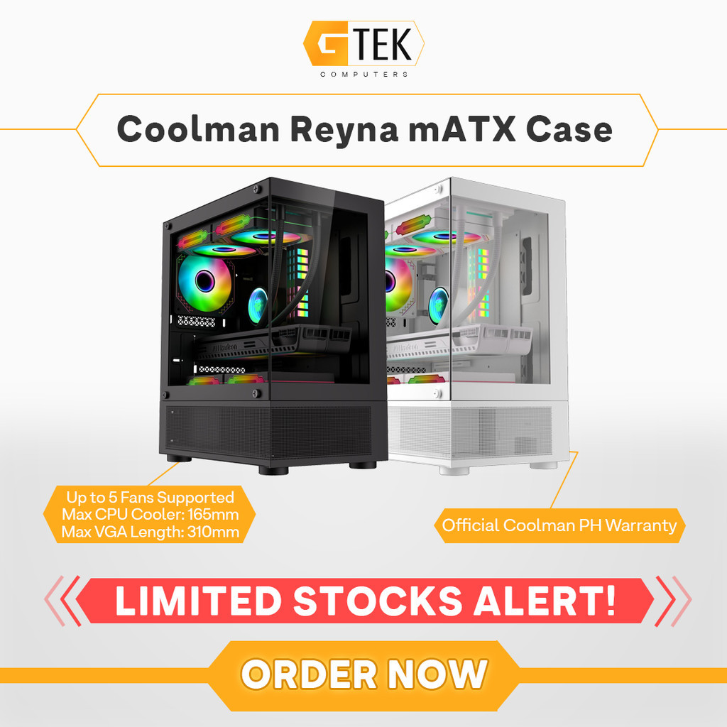 Coolman Reyna Tempered Glass mATX Gaming Case Black / White | Shopee ...