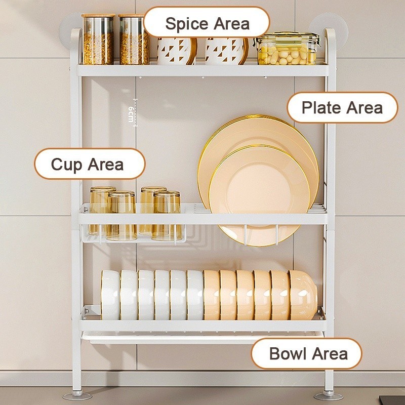 Cambond 3Tiers Wall Dish Rack with Drainer Sink Side Rack Kitchen Racks ...