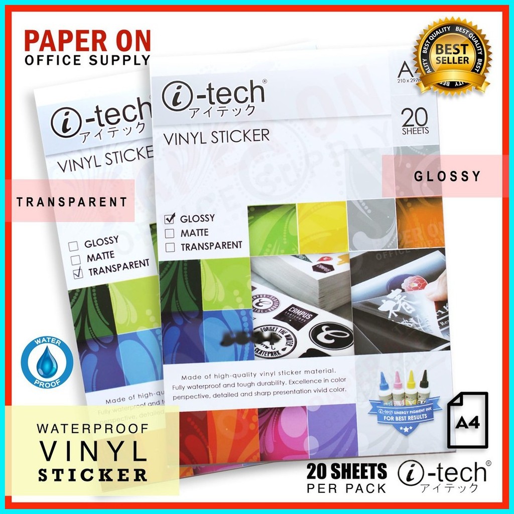 A4 itech Vinyl Sticker Waterproof GLOSSY/TRANSPARENT | Shopee Philippines