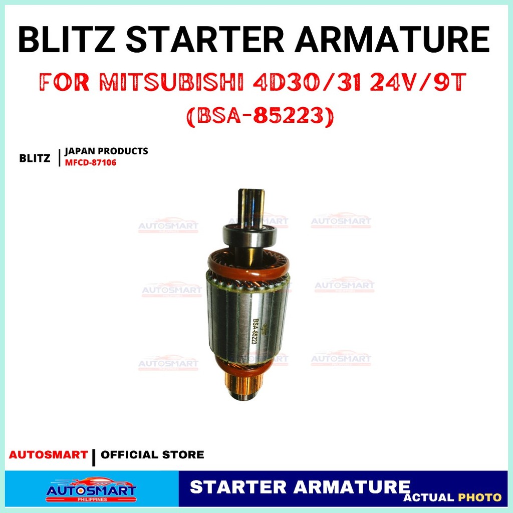 BLITZ STARTER ARMATURE FOR MITSUBISHI 4D30/31 24V/9T (BSA-85223 ...