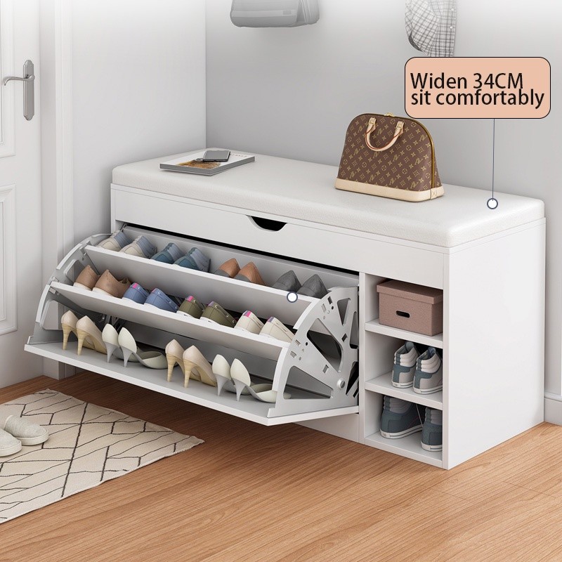 3 Layer Shoe Rack Shoe Cabinet Flip Shoe Rack Cushion White&black Shoe ...