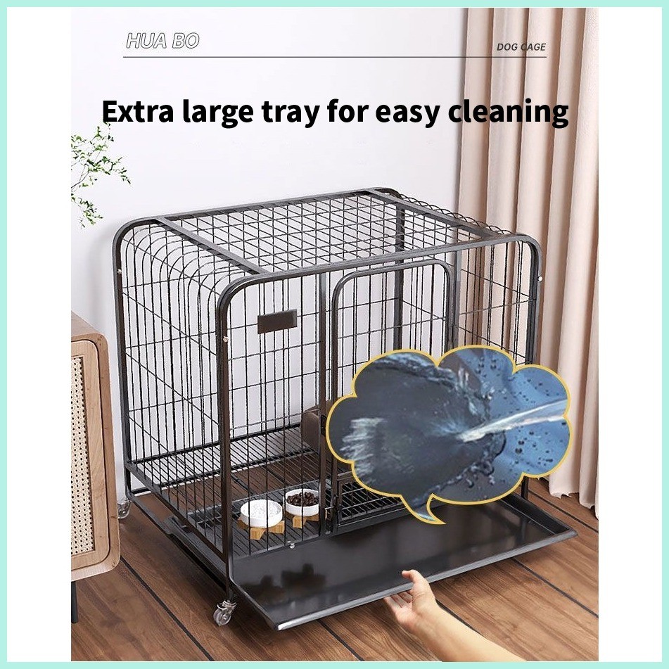 Dog Cage With Poop Tray Large Stainless Dog Cage Mobile Kulungan Ng Aso ...